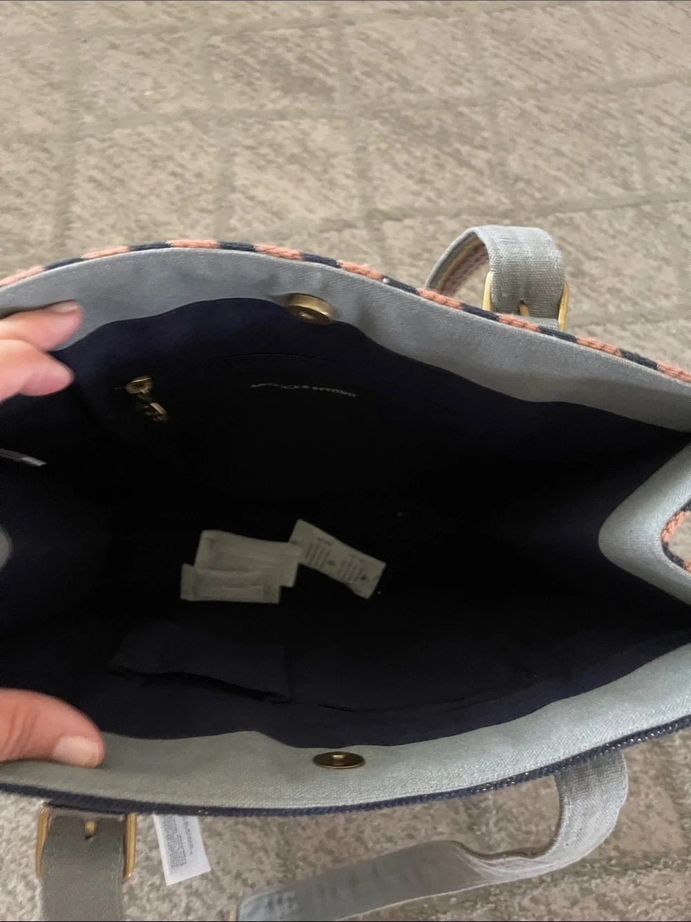 NEW Navy Beaded Tote with Dog and Star Accents - Picture 5 of 6